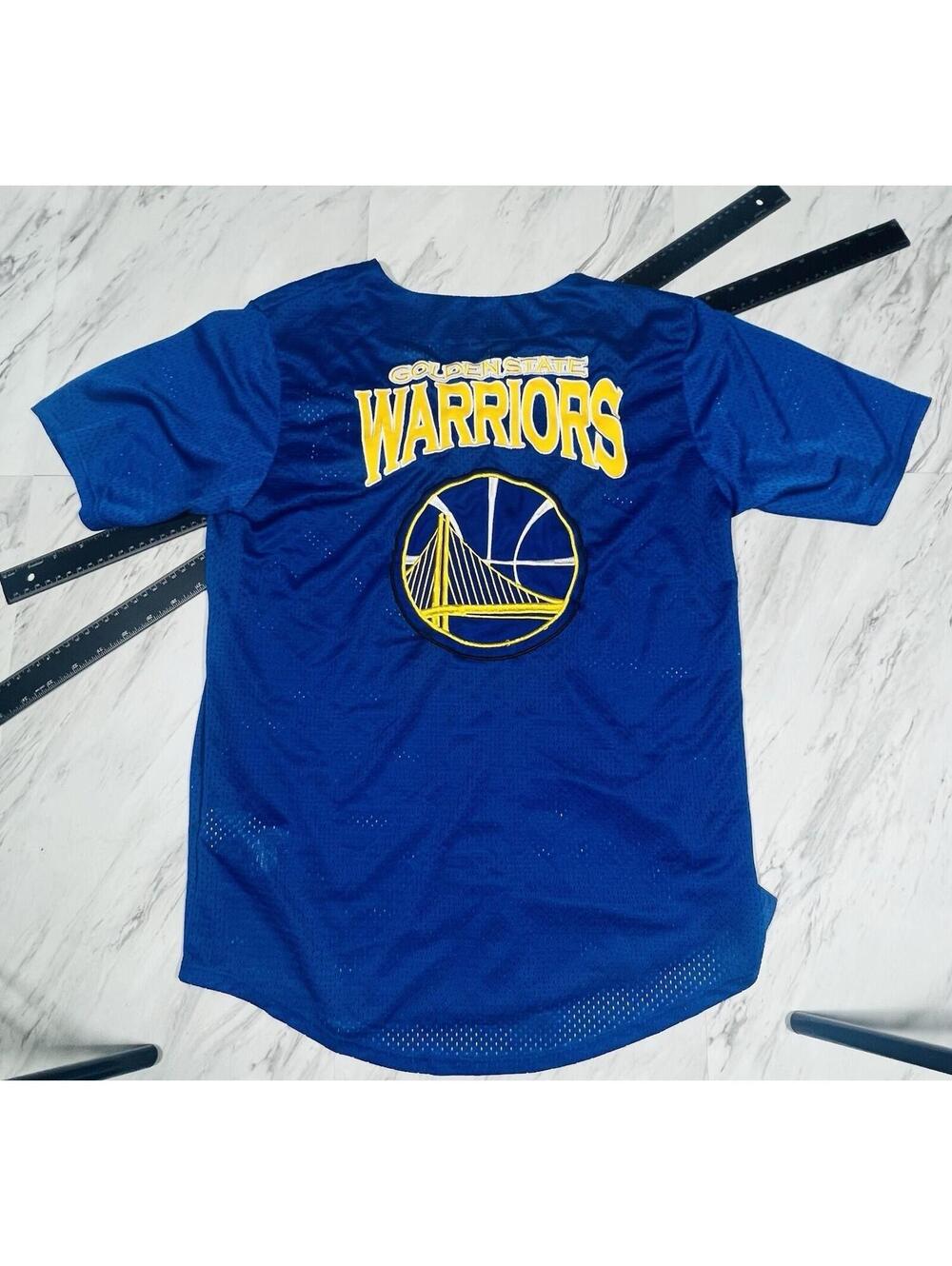 Golden State Warriors Blue Mesh Button Up Jersey Men’s Medium #13
